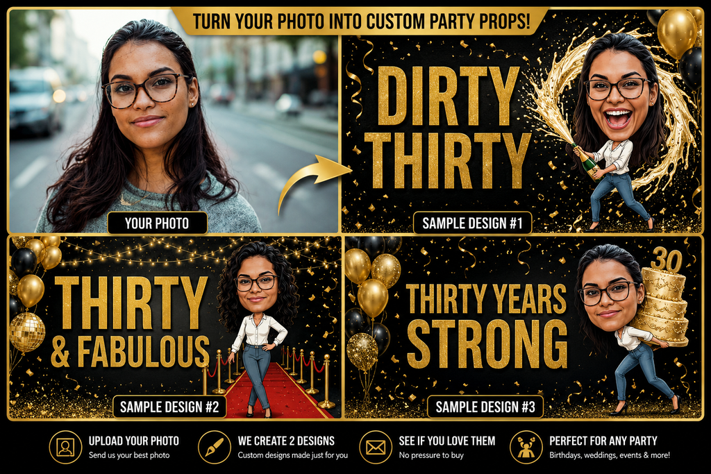 Custom Adult Birthday Photo Booth Props