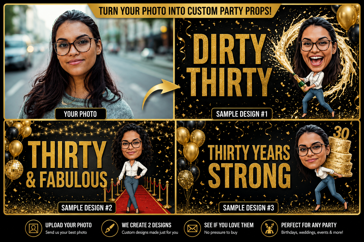 Custom Adult Birthday Photo Booth Props