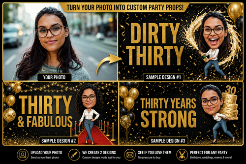 Custom Adult Birthday Photo Booth Props